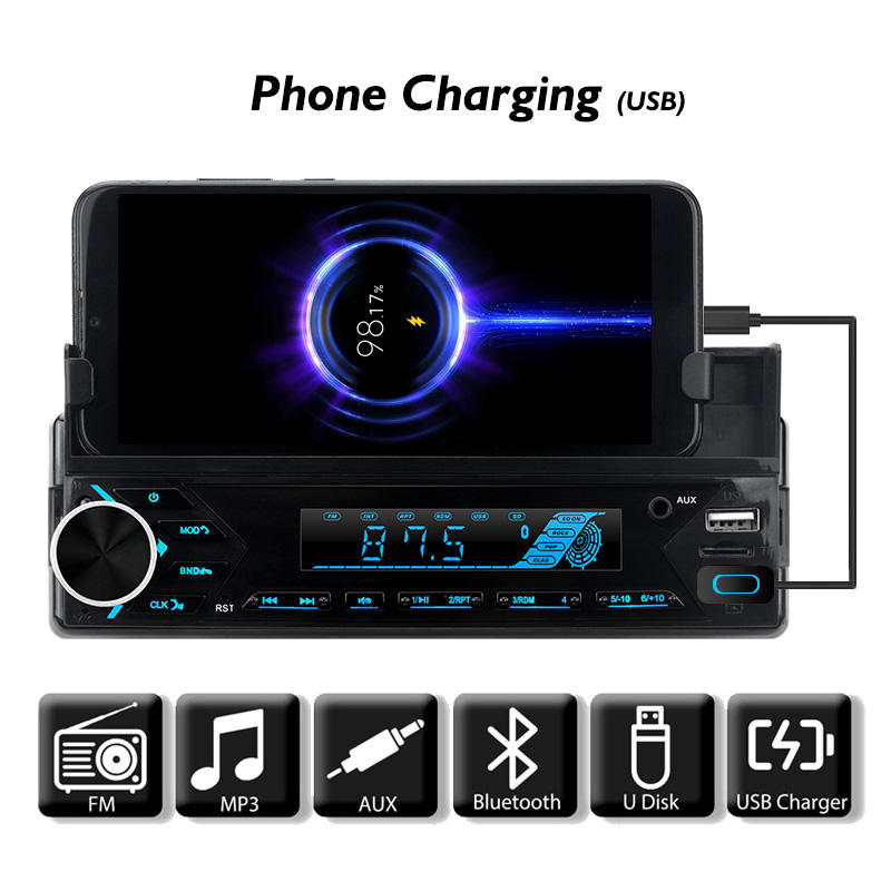 STC Digital BT FM Multimedia Player 1Din Car Radio Stereo Player Car MP3 Player with Phone Holder