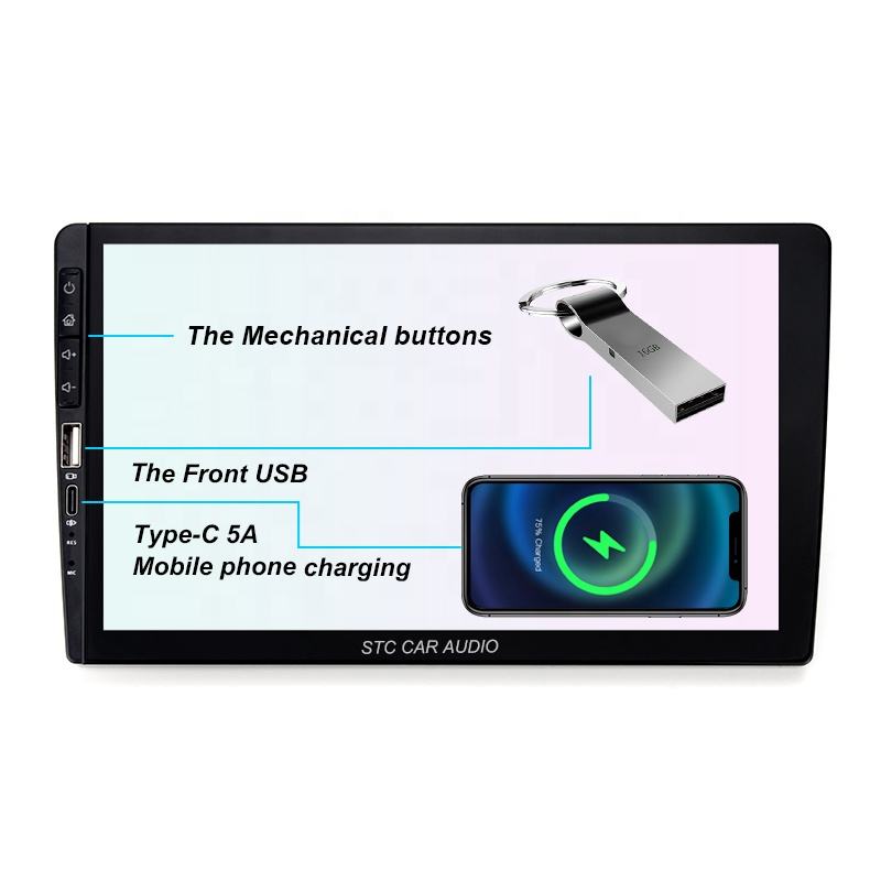 Type-C Charge Android 8.1 Autoradio Stereo Navigazione GPS FM WiFi Universal 9'' Car Player