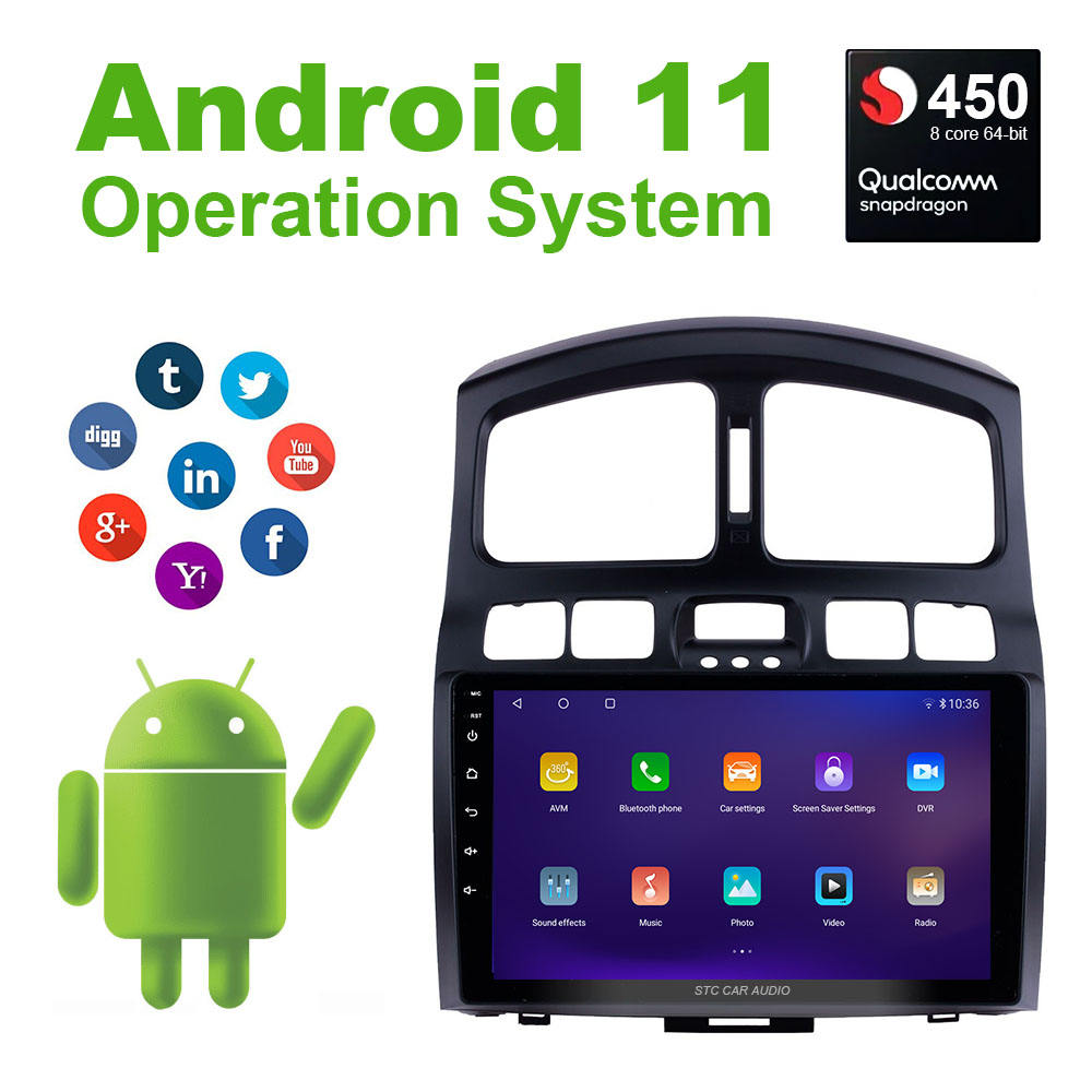 STC Android 11 4+64GB Double Din Car Stereo 2.5D Touch Screen Radios GPS Navigation Android 7 Inch Car Radio Video Bf Player