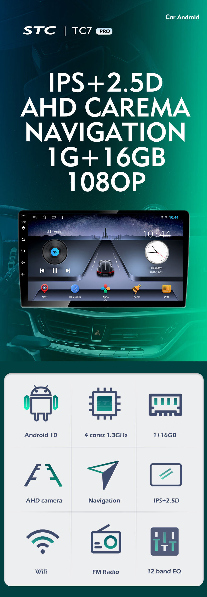 STC Universal 9" 10" Android Autoradio Navigation GPS WIFI BT FM Car Radio FOR A3 Android Navigation Touch Screen